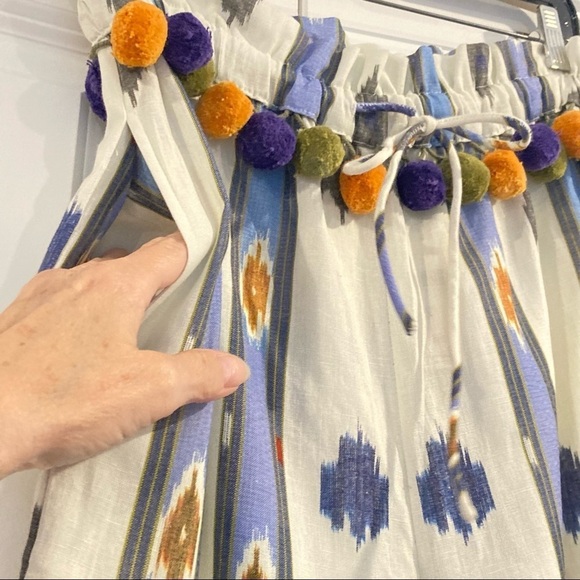 Anthropologie Ollari Pom Pom Boho Wide Leg Pants Sz S - Picture 7 of 12